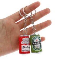 2 pièces mini canette de bière porte-clés résine boisson bouteille porte-clés voiture clés pendentif cadeau