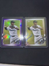 2021 Topps Chrome Update Jazz Chisholm Rookie Debut Lot -Purple Refractor & Base
