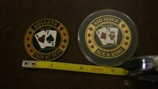 Casino Poker Card Guard Covr Protector BIG SLICK-BULLETS PAIR OF ACES GOLD color