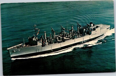 USS Kalamazoo AOR-6 Fleet Oiler Quincy, MA US Naval Ship Postcard