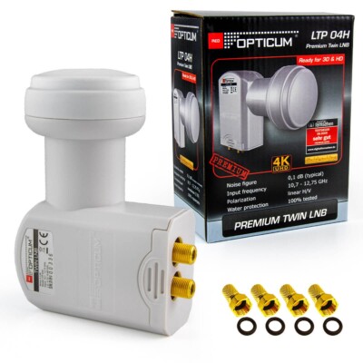 OPTICUM TESTSIEGER Twin LNB 01dB  4K HD 2-Ausgang Universal Digital 2 Teilnehmer