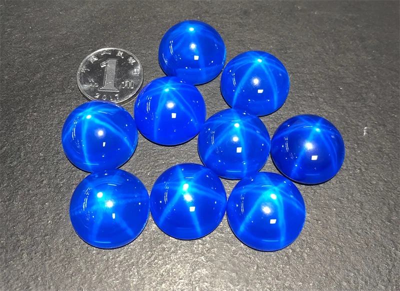 Top Quality Round Cabochon Blue Star Sapphire Lab-Created AAAA+ Loose Gemstone - Image 4 of 4