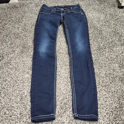 Silver Aiko Mid Rise Super Skinny Jeans, Stretch Darkwash Women's W27/L31 Bling