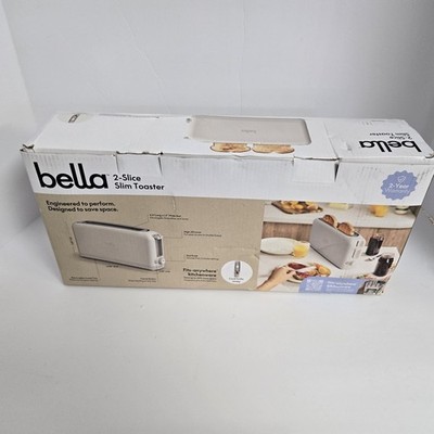 bella 2 Slice Slim Toaster in Oatmilk, Fits-anywhere, 6 Setting Shade Control