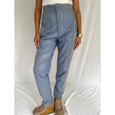 80s vintage blue tapered buttery soft genuine leather suede high waist pants