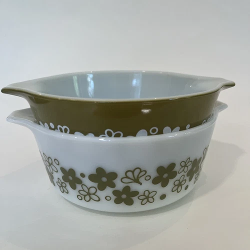Vintage Pyrex Spring Blossom 1 Pint & 1.5 Pint (471, 472) Casserole Dishes