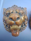 Nice Gold Lion's Heads Wall Hanging Curtain Rod Holder Decor Resin Set Of 2 — photo 2