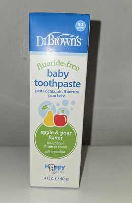 Dr. Brown s Fluoride-Free Baby Toothpaste,Safe to Swallow, Apple & Pear-NIB-7/27