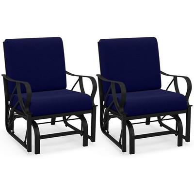 2PCS Patio Rocking Chair w/Cushion Heavy-Duty Metal Frame Smooth Glider Outdoor