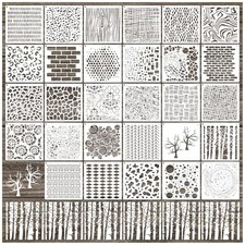 30pcs Texture Stencils for Crafts Reusable Mixed Media Geometric Brick Cubist