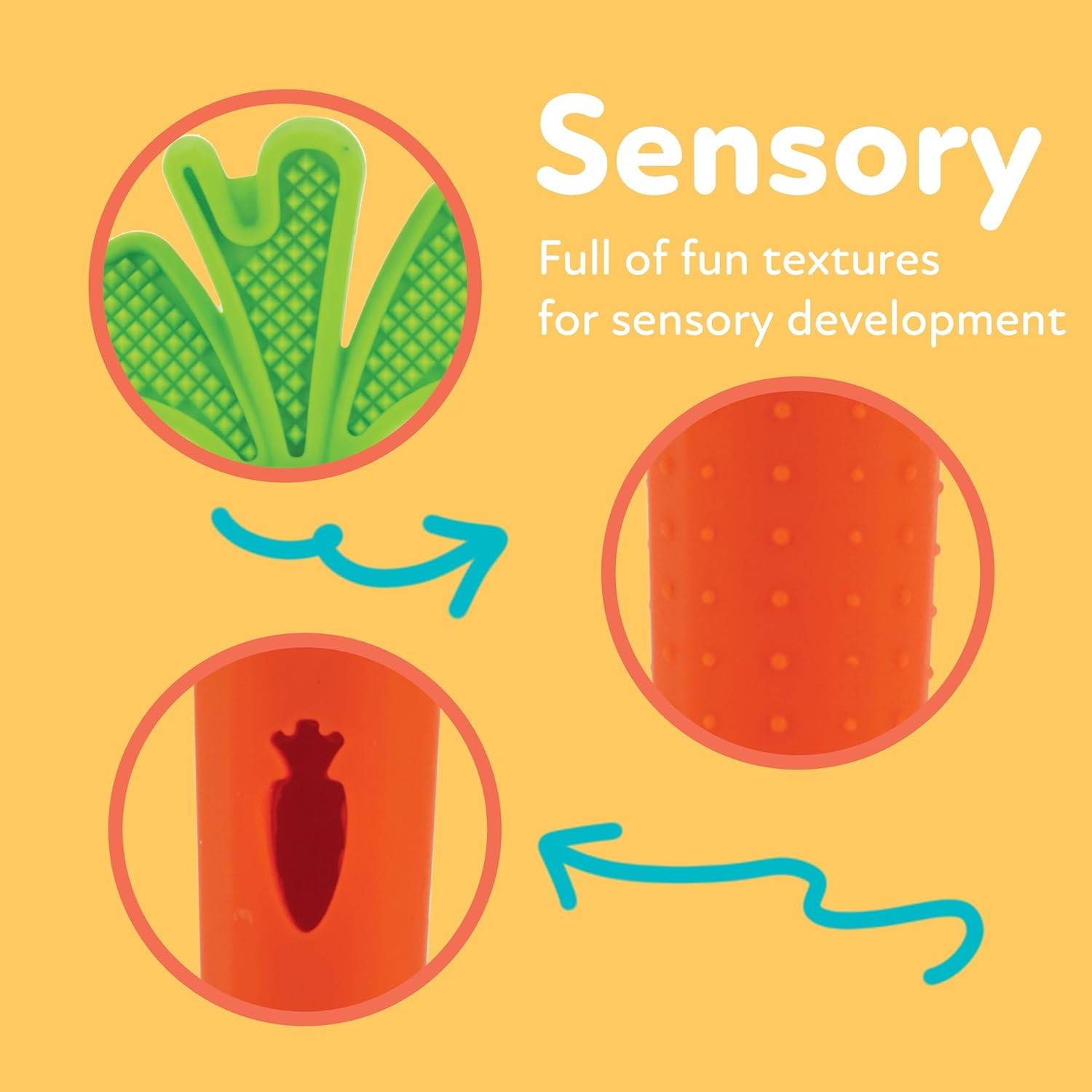 Nuby Silicone Carrot Tube Teether - Baby Teething Toy - Orange, Green 