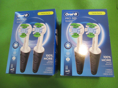 Lot 2 new Oral-B pro 500 twin pack rechargable toothbrush . YOU GET BOTH BOXES.