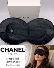 Chanel Black Velvety Soft Sleep Mask Travel Pillow Zipper GWP NEW Luxury Beauty