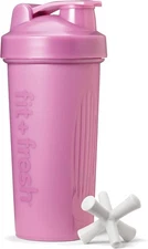 Fit & Fresh Shaker Bottle, Leak Proof Sports Blender Bottle for Protein Mix For 