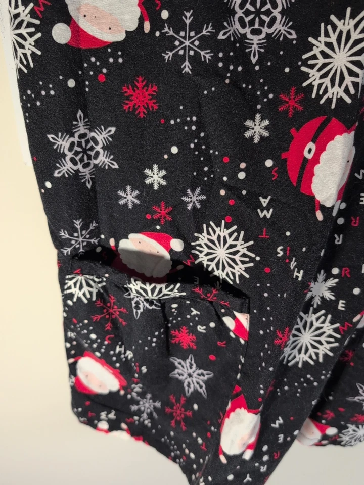 Sanibel Scrubs Santa Christmas Scrub Top Size M Women's - Image 3 of 4