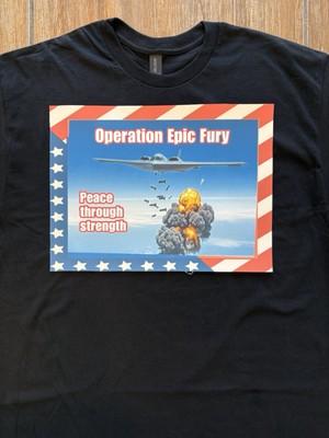 Operation Epic Fury Peace Through Strength USA  Flag T-Shirt