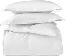 Organic Sateen Duvet Cover Set, Alpine White, King, 100 GOTS Certified Cotton,