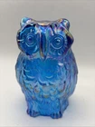 Fenton Blue Carnival Glass Large Hollow Owl Figurine