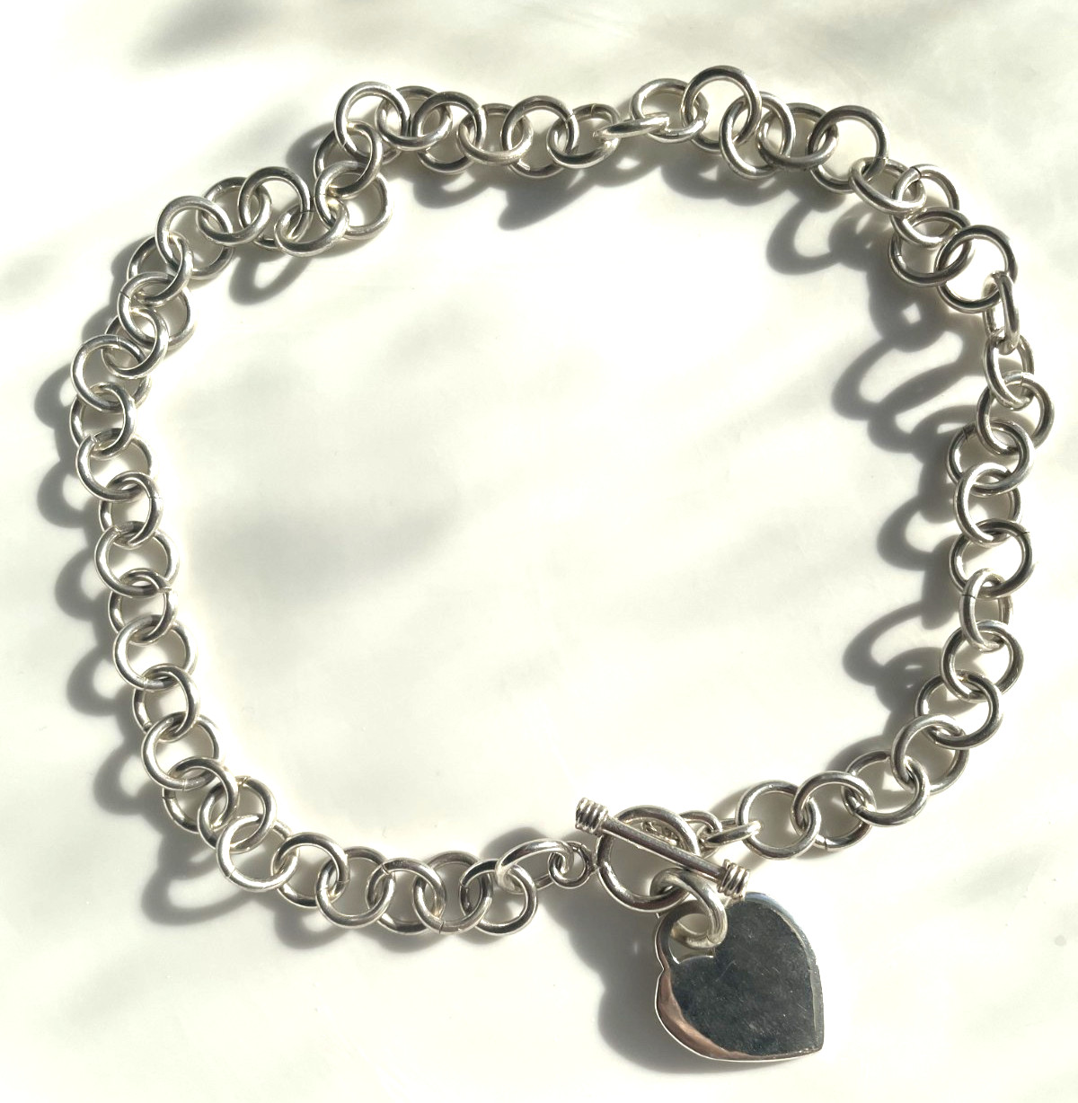 925 sterling silver solid chain link charm Neckla… - image 2