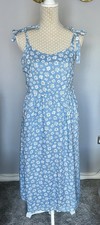 Women’s Blue Daisy Print Summer Dress Size 12 Excellent Condition Cotton