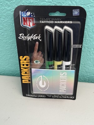 NEW Green Bay Packers BIC Temporary Tattoo Markers NFL Series Skin Safe BodyMark