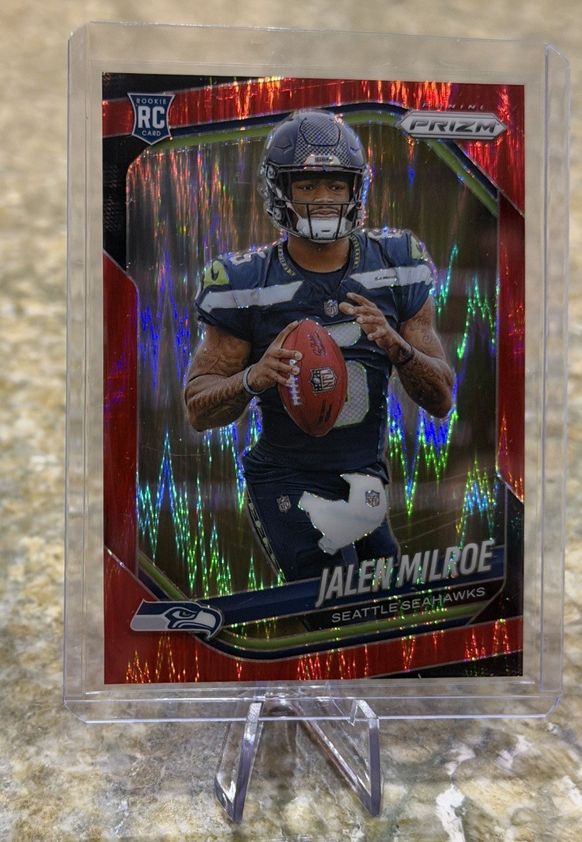 2025 Panini Prizm NFL Football JALEN MILROE Red Flash Prizm Rookie RC #317