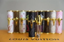 Luxury Leather Monogram Black Perfume Atomizer Travel Refillable Spray 5ml