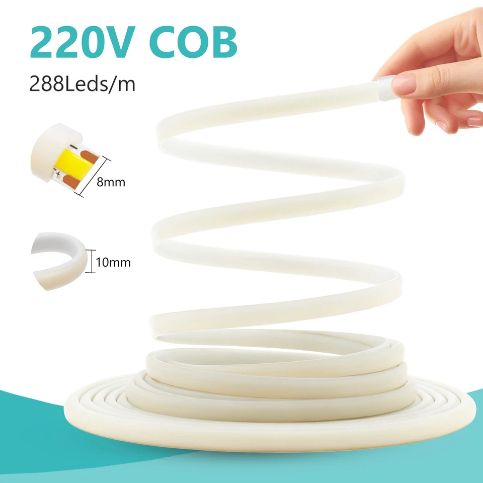230V COB Neon LED Strip Streifen Wasserdicht Schlauch Lichtleiste Lichtband IP67 - Bild 4 von 4