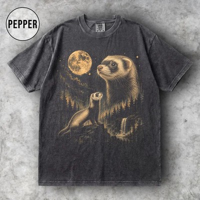Ferret Moon Animal Pet Vintage Comfort Tee
