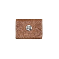 American West Womens Small Natural Tan Leather Trifold Wallet OS