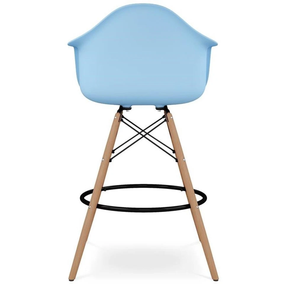 Aron Living Pyramid 28" Plastic Counter Stool with Arms in Blue - Image 4 of 4