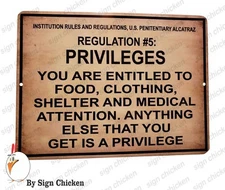 REGULATION #5 , ALCATRAZ, PRISON SIGN, REPRODUCTION, man cave, garage decor,