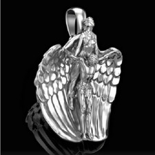 CHRISTIAN ANGEL WING MEMORIAL KEEPSAKE pendant 22" 925 Sterling Silver Necklace