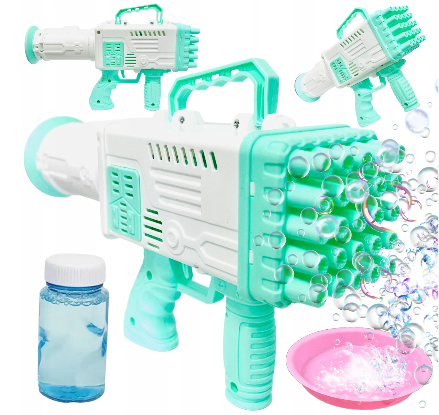 Bazooka Soap Bubble Gun 25 Holes Automatic Soap Rocket Bubbles Machine for  Kids