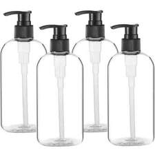 Empty Plastic Pump Bottles Dispenser, 16oz/500ml Portable Clear, BPA-FREE 4 Pack