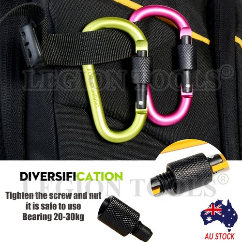 Aluminum Snap Hook Carabiner D-Ring Screw Key Chain Clip Lock Camping Keyring - Picture 4 of 14