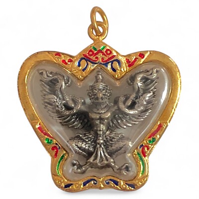 Garuda Phaya Krut Pendant Amulet Talisman LP KAEW Gold Frame Magic