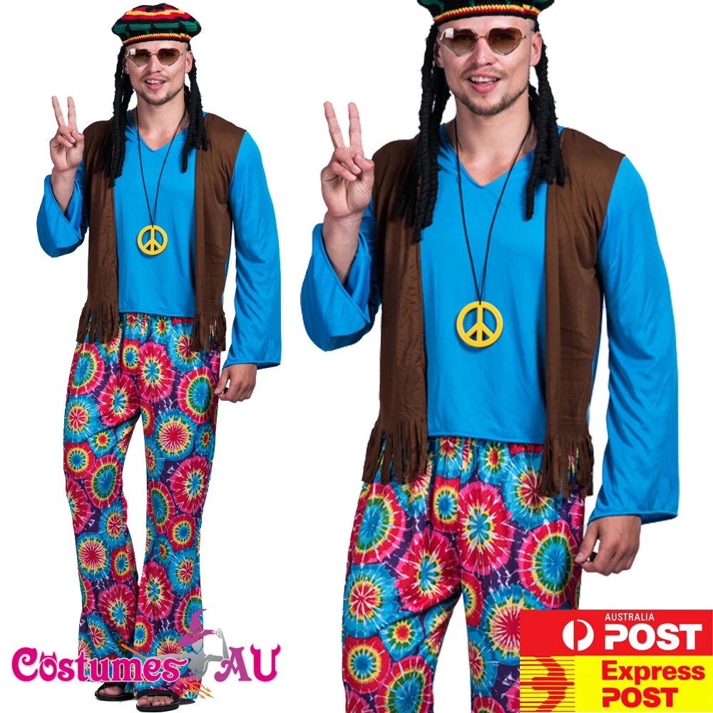 Mens Peace The Hippie 60s 70s Costume Hippy 1960s 1970s Groovy