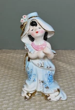 Vintage Lipper And Mann Porcelain Japanese Geisha Girl Figurine Gold Trim