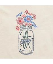 Large NWT Women's Life is Good Grateful Flowers Jar Putty White SS Crusher Vee