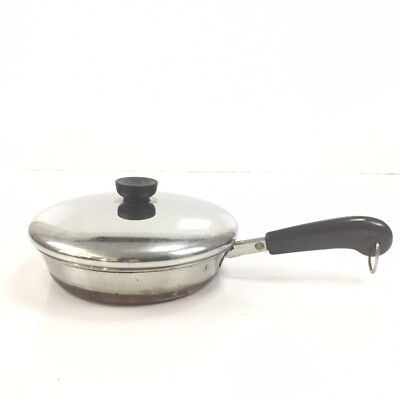 Vintage Revere Ware 1801 Copper Bottom 8  Covered Skillet