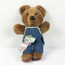 A79 Vintage Russ Luv Pets Papa Teddy Bear Overalls Plush 13" Stuffed Toy Lovey