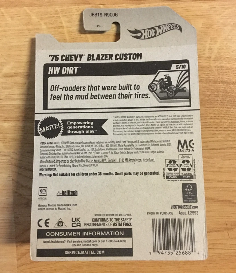 Hot Wheels 5/10 '75 Chevy Blazer Custom CUSTOM Super Real Riders Wheel Swap - Image 4 of 4