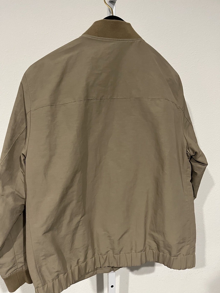 THEORY City Bomber Jacket Sz XL MSRP $395 Beige Dura Linen Blend
