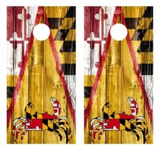 Maryland Crab Themed Barnwood Cornhole Wood Board Skin Wraps Free Laminate