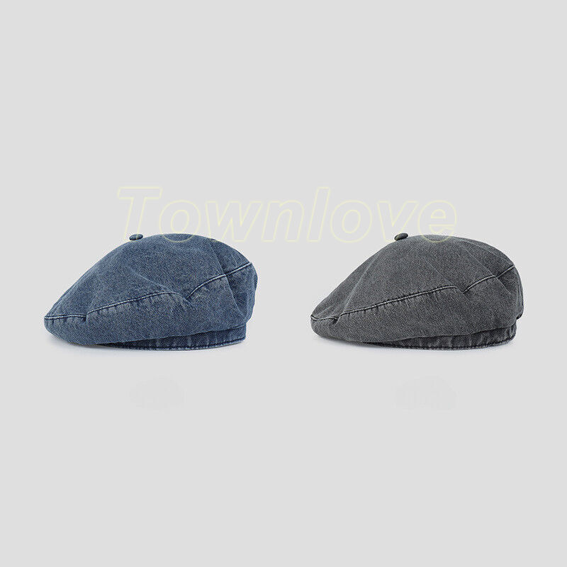 Women Denim French Beret Artist Beret Hat Cap Beanie Retro  display picture 2