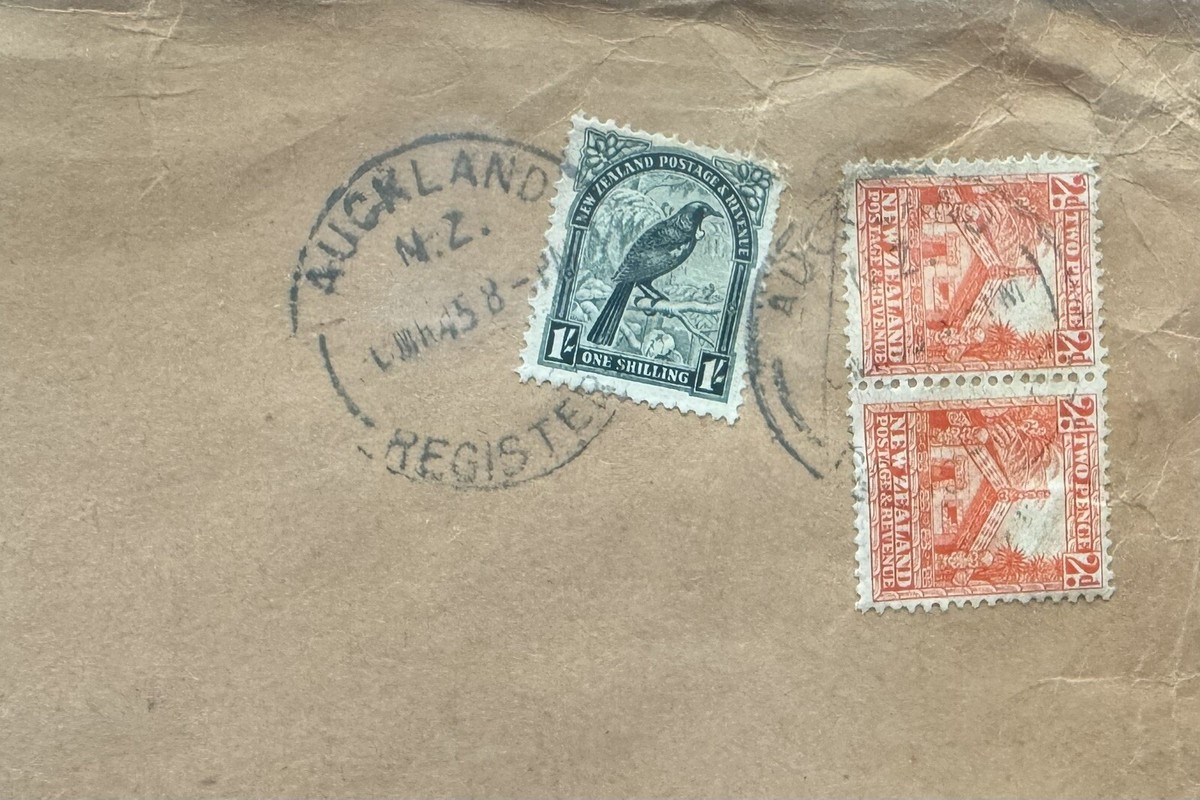 New Zealand WWII Censor Cover to US (15) +Franking #214 +206 =1s4d