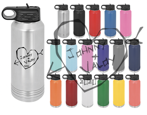 20, 32, & 40 oz. Insulated Water Bottle Matching Couple's Tumblers, Names & Year - Picture 1 of 55