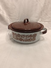 Horno Holandés de Colección 4 Qt con Tapa Cinsa México Esmalte Flores Marrones sobre Blanco 9.5"