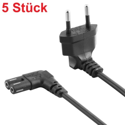 Netzkabel Stromkabel Kabel Strom Stecker auf C7 CEE 7/16 mit 2x Buchse Löcher